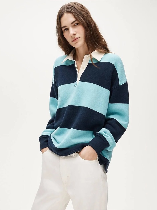 J. Crew Tops - J Crew Heritage terry relaxed rugby sweatshirt